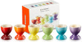 Le Creuset Stoneware Rainbow Egg Cups, Set of 6, Cerise, Volcanic, SoleiLitre, Palm, Teal and Ultra Violet