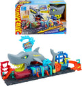 Hot Wheels City Ultra Shark Car Wash & Color Reveal Toy Vehicle | Includes 1:64 Scale Car with Surprise Initial Deco Reveal & Repeat Color Changes in Icy Cold or Very Warm Water, HTN82