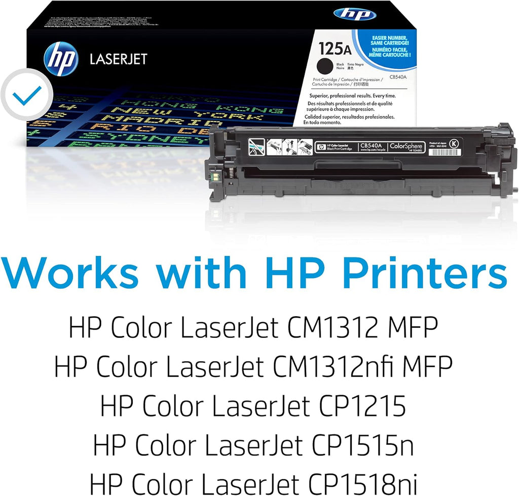 HP CB540A 125A Original LaserJet Toner Cartridge, Black, Single Pack
