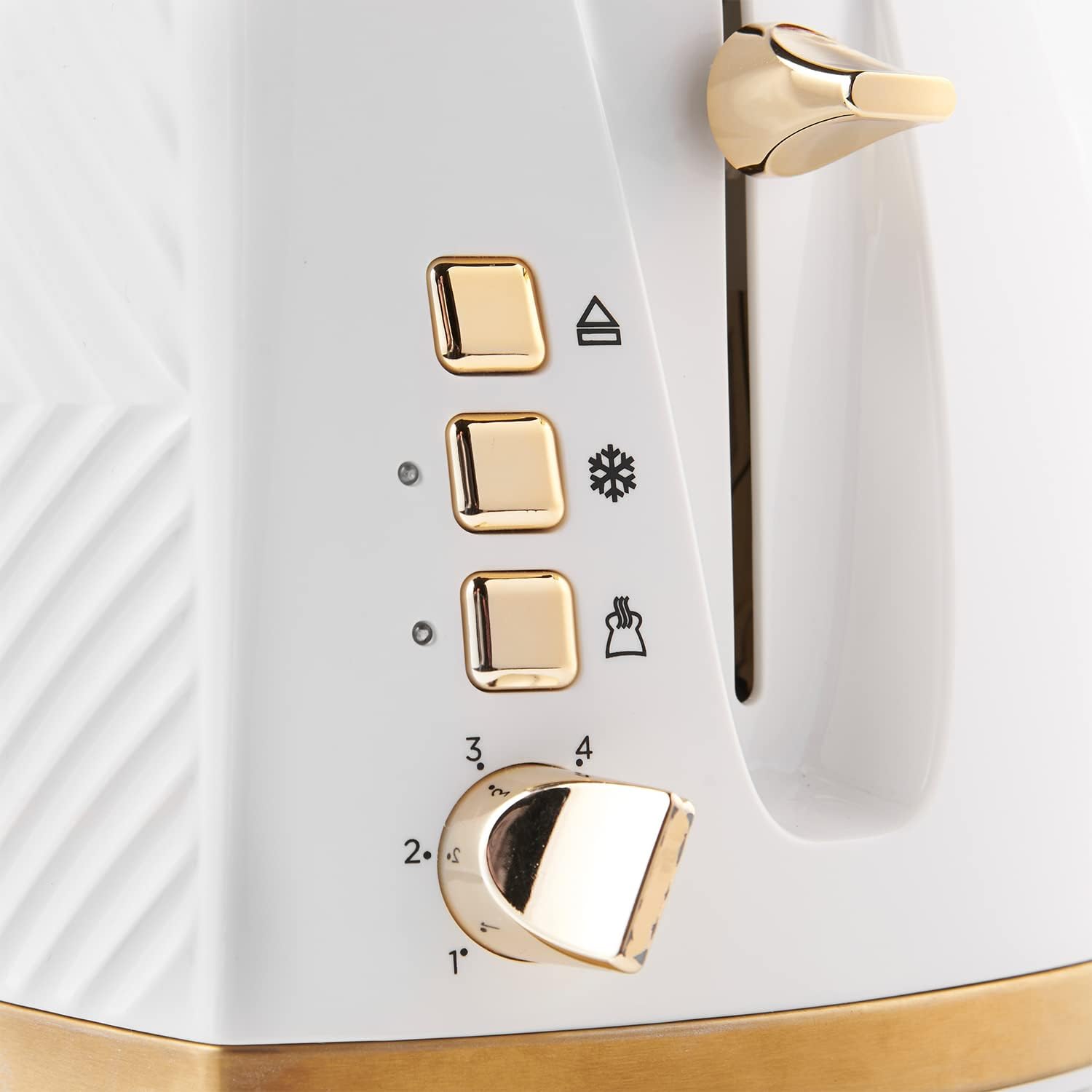 Russell Hobbs Groove 2 Slice Toaster - White/Gold