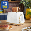 Russell Hobbs Groove 2 Slice Toaster - White/Gold